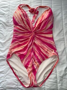 Contours by Coco Reef Pink Twist-Front One-Piece Swimsuit Size 16 (40D)